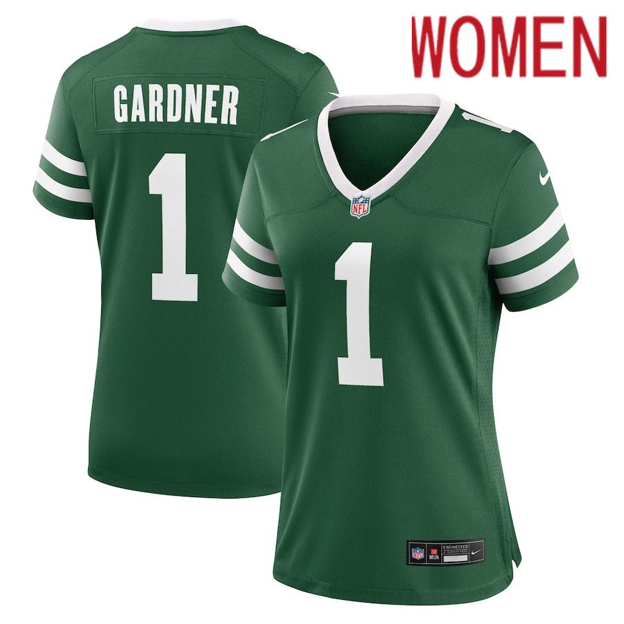 Women New York Jets #1 Ahmad Sauce Gardner Nike Legacy Green Game NFL Jersey->women nfl jersey->Women Jersey